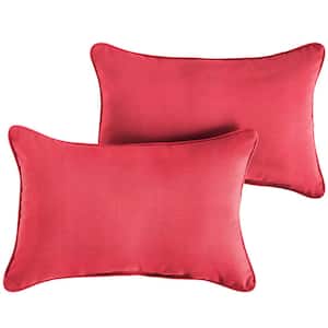 Sunbrella Textured Red Rectangular Outdoor Corded Lumbar Pillows (2-Pack)