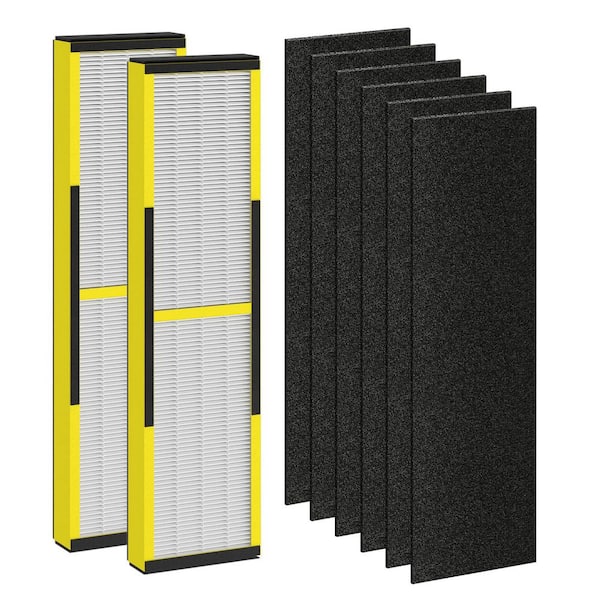4.7 in. True HEPA Air Purifier Accessory Filter for Most of Germ Guardian Air Purifier, 2-True HEPA + 6 Carbon Filters