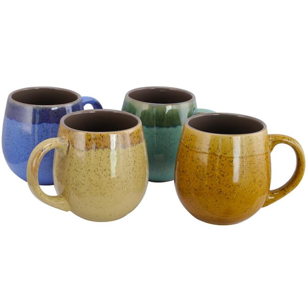 Gibson Home Hanbury Assorted Colors 18 oz. Barrel Shape Mug (Set of 4)