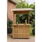 MGP 76 in. L 24 in. W 89 in. H Bamboo Tiki Bar with Bamboo Tile Roof and  Single Tier Counter TB-25 - The Home Depot