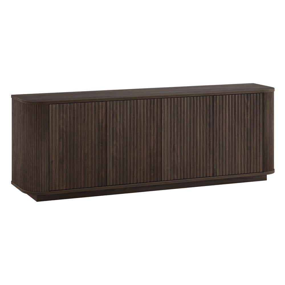 Alder Brown Fluted Wood 68" TV Stand with Cabinet