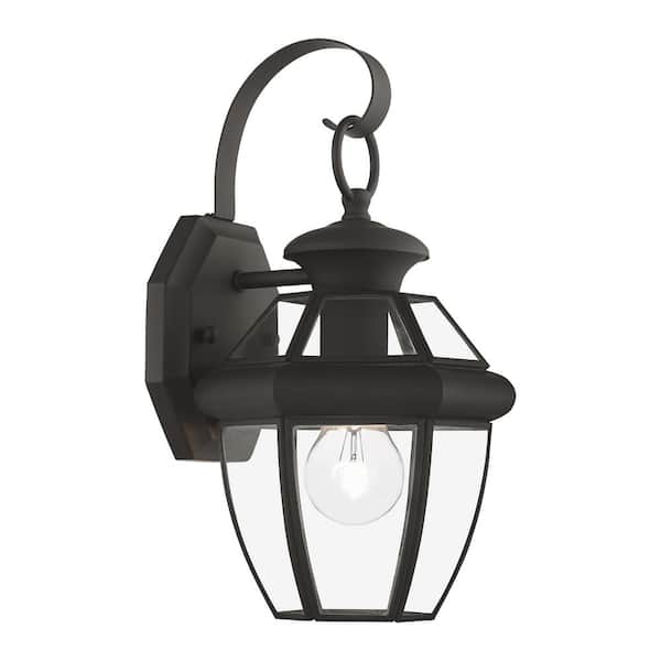 AVIANCE LIGHTING Aston 12.5 in. 1-Light Bronze Outdoor Hardwired Wall Lantern Sconce with No Bulbs Included