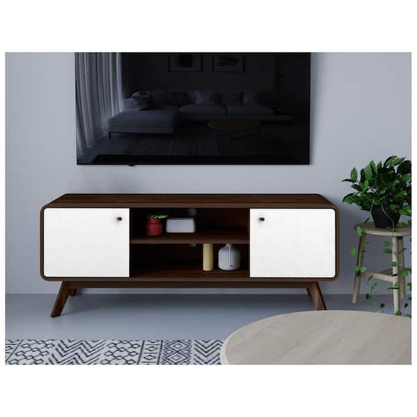 REN HOME - THE ART OF SCANDINAVIAN DESIGN Leva Entertainment Console/TV Stand Walnut/White