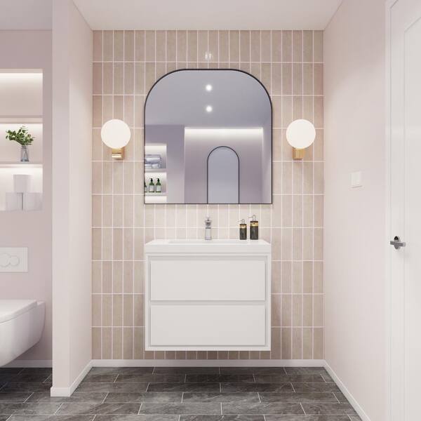Moreno Bath Sage 29.5 in. W Bath Vanity in High Gloss White with Reinforced Acrylic Vanity Top in White with White Basin
