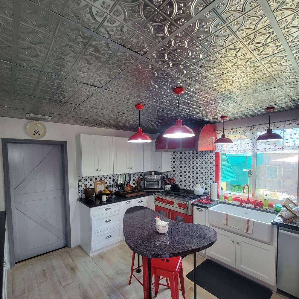 Eggshell White Decorative Tin Ceiling Tile 2 ft. x 2 ft.