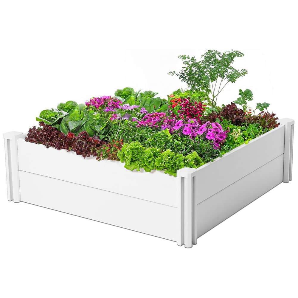 4 ft. x 4 ft. x 1 ft. White PVC Square Outdoor Raised Garden Bed price history on PriceWatchPro