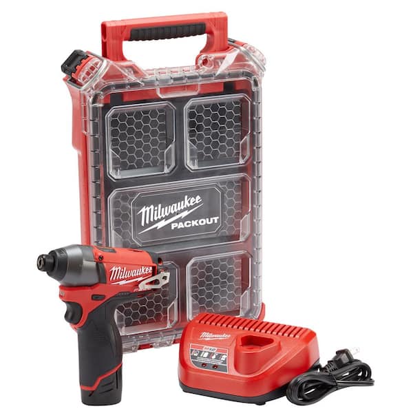 Milwaukee - M12 Fuel 12-Volt Lithium-Ion Brushless Cordless 1/4 in. Hex Impact Driver Kit with Free PACKOUT Case