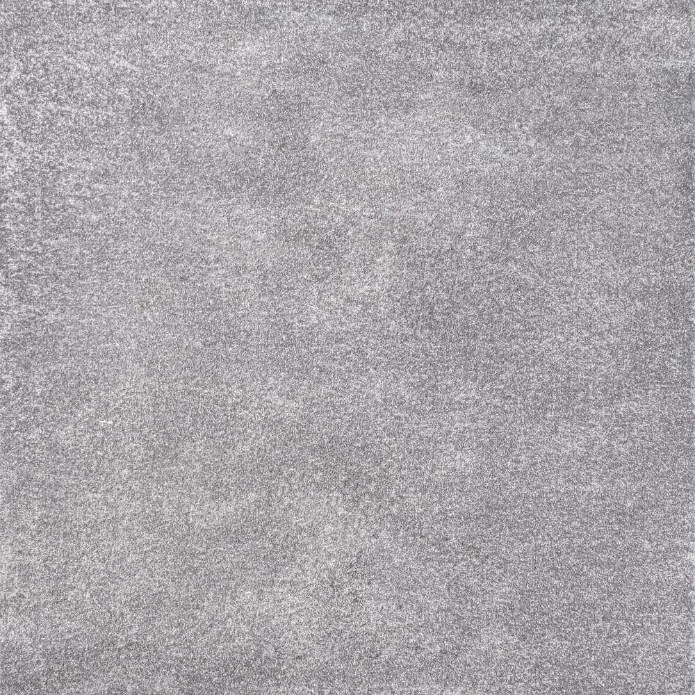 Haze Solid Gray Low-Pile Synthetic 5' Square Area Rug