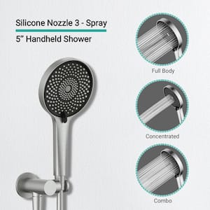 Roun Single-Handle 3-Spray 10 in. Rain Shower Head Round High Pressure Shower Faucet in Brushed Nickel (Valve Included)