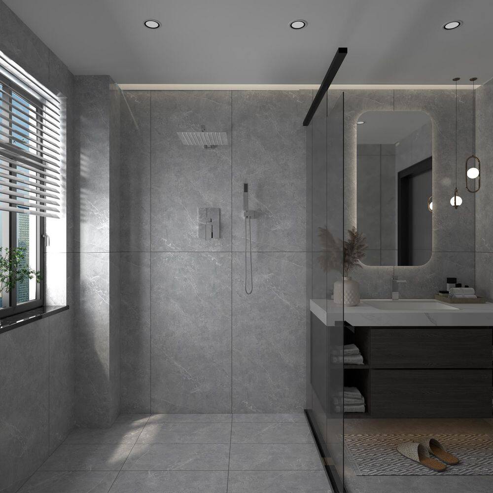 10 Inch Square Polished Chrome Rain Shower Combo Set