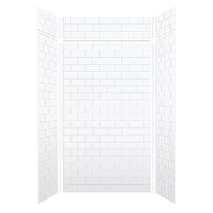 Saramar 48 in. W x 96 in. H x 36 in. D 6-Piece Glue to Wall Alcove Shower Wall Kit with Extension in. White