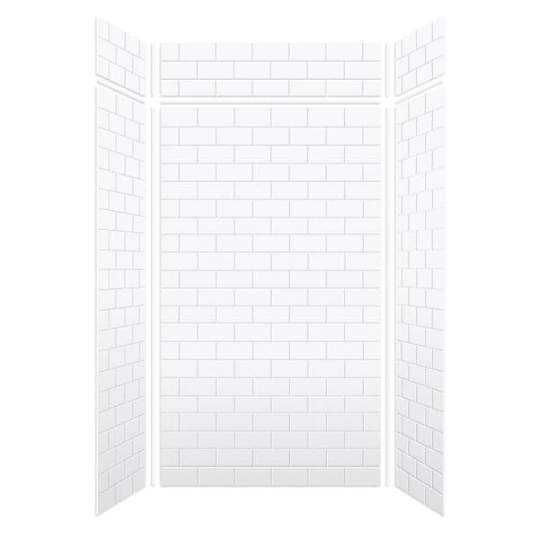 Transolid Saramar 48 in. W x 96 in. H x 36 in. D 6-Piece Glue to Wall Alcove Shower Wall Kit with Extension in. White