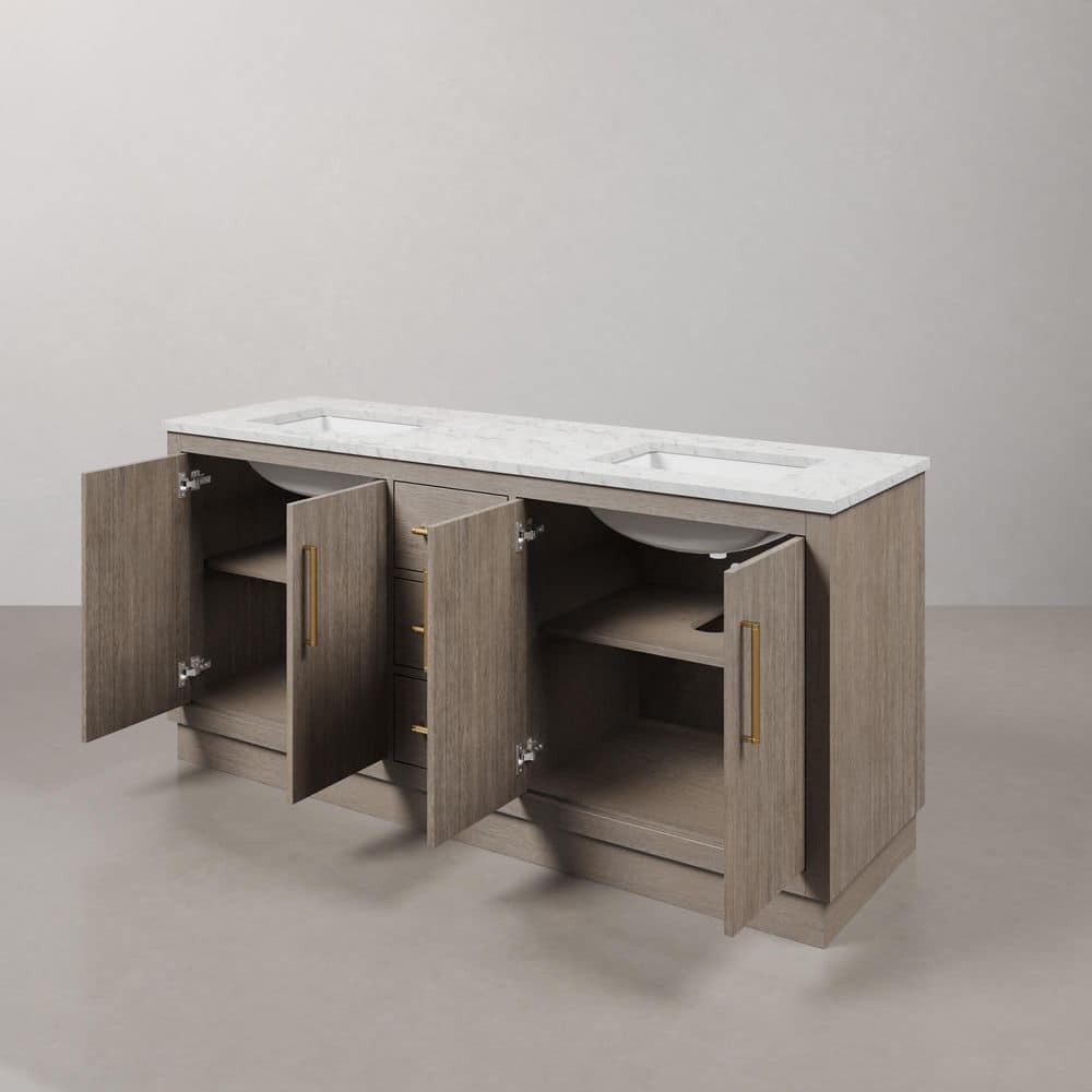Hugo 72'' Gray Oak Double Vanity with Marble Top