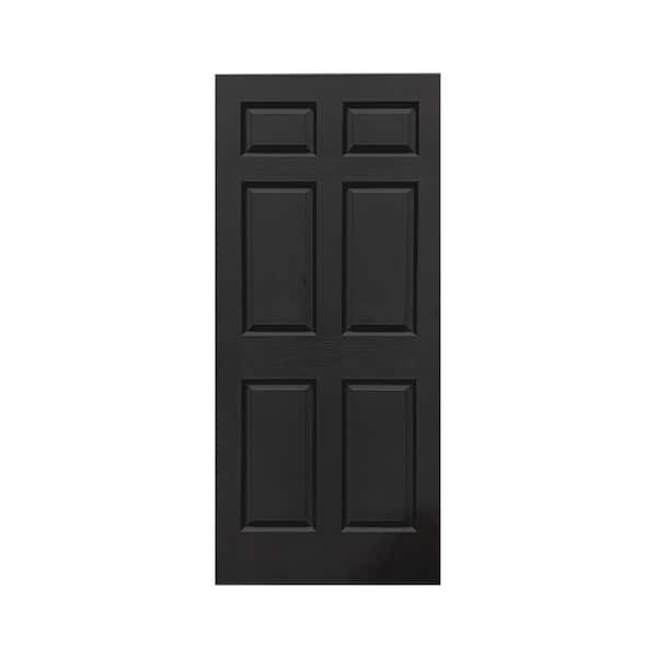 CALHOME 30 in. x 80 in. Black Painted Composite MDF 6-Panel Interior Barn Door Slab