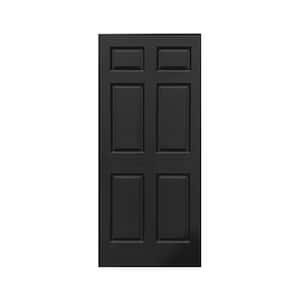 30 in. x 80 in. 6-Panel Hollow Core Black Painted Composite MDF Interior Door Slab for Pocket Door