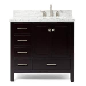 Cambridge 37 in. W x 22 in. D x 36 in. H Bath Vanity in Espresso with Marble Vanity Top in Espresso