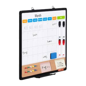 24 in. L x 18 in. W Monthly Calendar Whiteboard and Cork Board Combo with 2-in-1 Magnetic Dry Erase Bulletin Board