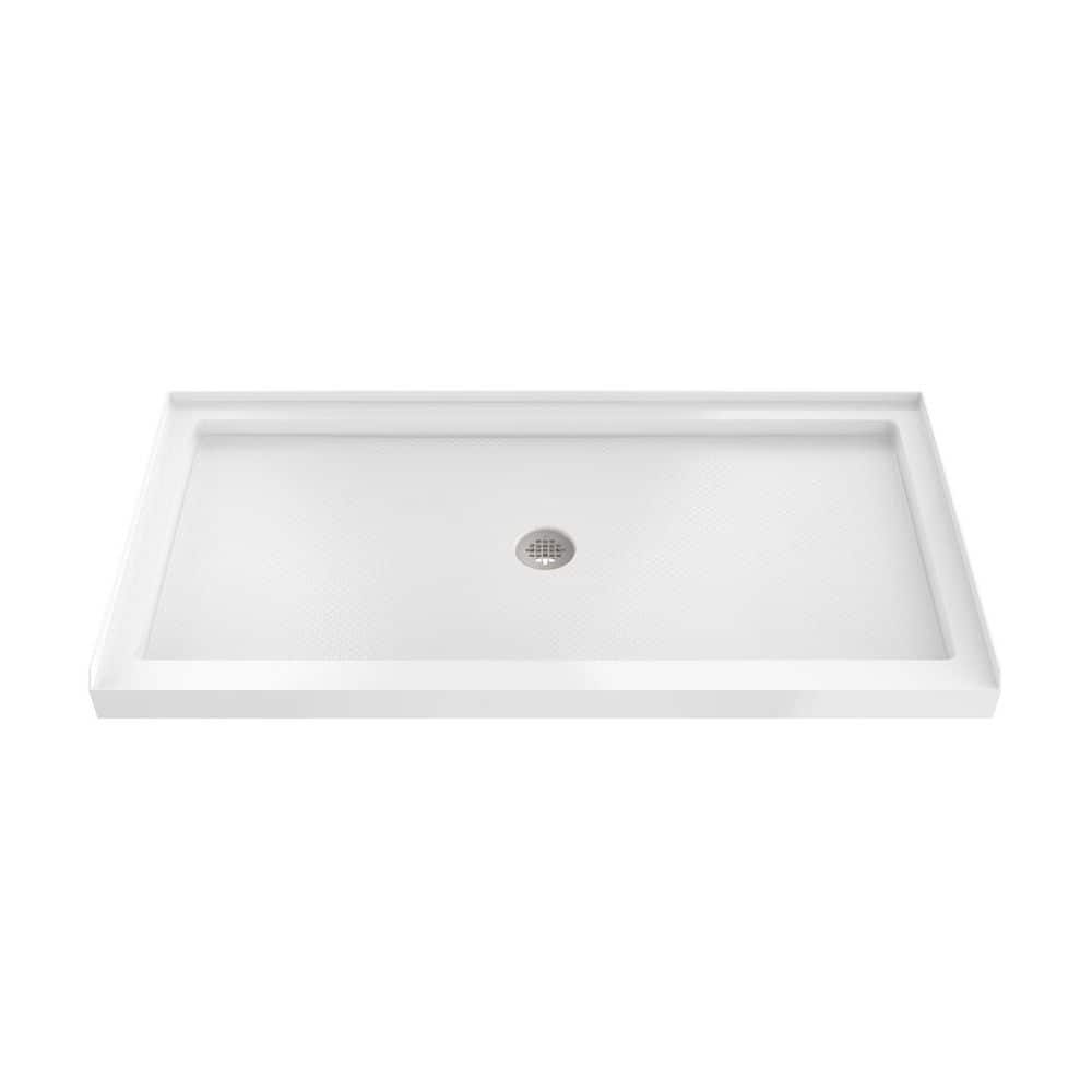 SlimLine 48 in. L x 36 in. W Alcove Rectangular White Shower Pan Base with 2 in. Round Center Drain in Polished Nickel price history on PriceWatchPro