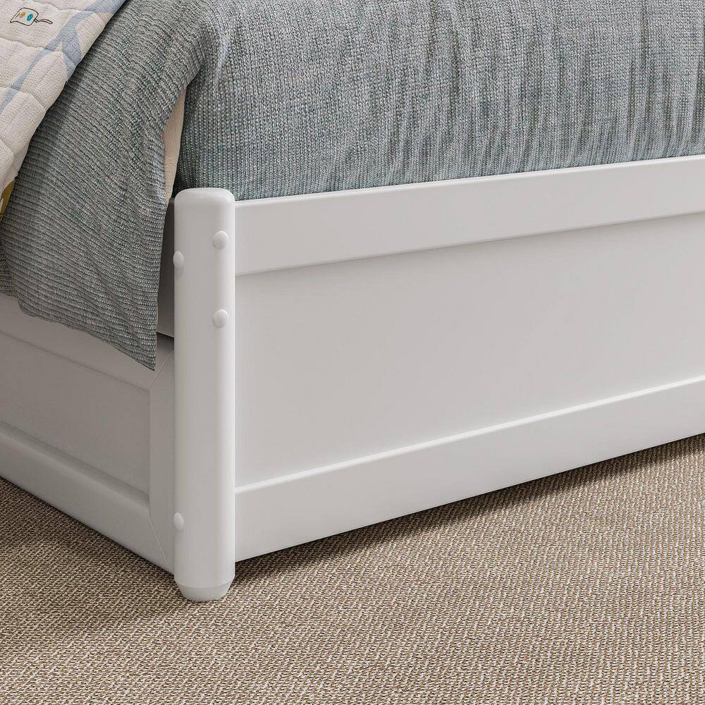 Hadley Twin White Wood Platform Bed with Storage Drawers