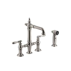 Artifacts 2-Handle Bridge Kitchen Faucet with Lever Handles in Vibrant Stainless