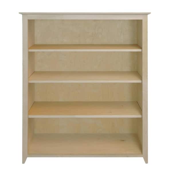 Unbranded Shaker Style Unfinished 4-Shelf Bookcase