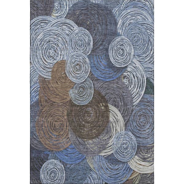 Mayfield Premium Machine Washable Abstract AMF2267 Blue 3 ft. x 4 ft. Area Rug