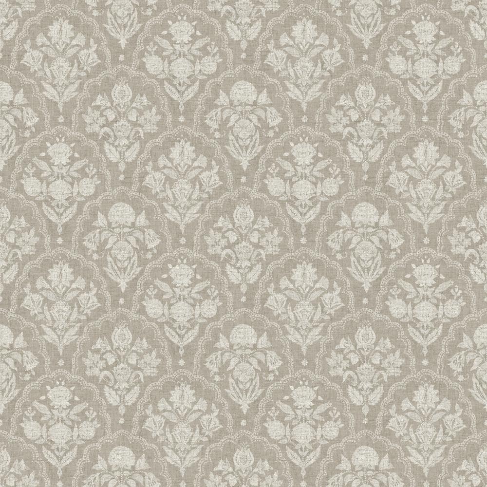 Erin Gates Brown Frances Taupe Fishscale Wallpaper Sample AST6352SAM