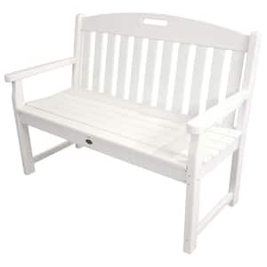 Yacht Club 48 in. Classic White Plastic Patio Bench