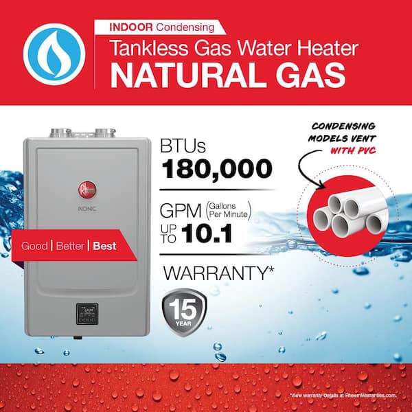 IKONIC 10.1 GPM Super High Efficiency Indoor or Outdoor Natural Gas Tankless Water Heater
