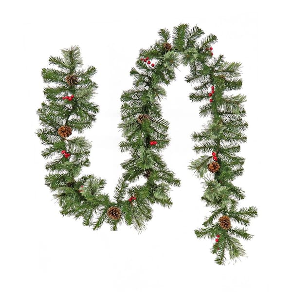 9 ft. Unlit Artificial Christmas Evergreen Tree with Cashmere Tips Garland
