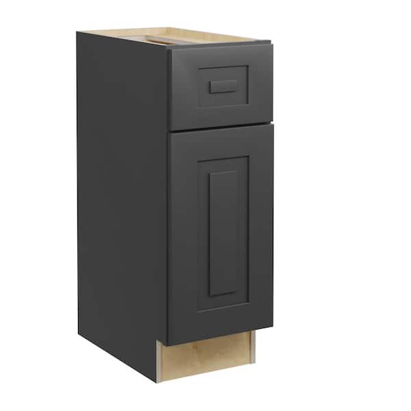 Home Decorators Collection Grayson 12 in. W x 21 in. D x 34.5 in. H Assembled Plywood Base Bath Cabinet in Deep Onyx with Soft Close LH