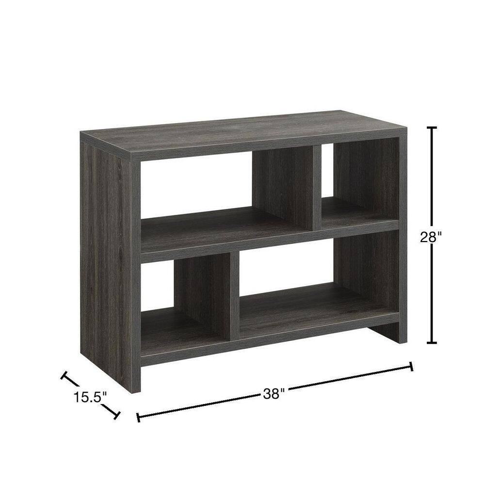 Weathered Gray Modern 3-Tier Hollow Core Console Bookcase