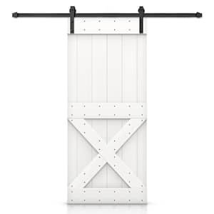 Mini X 20 in. x 84 in. White Stained DIY Wood Interior Sliding Barn Door with Hardware Kit