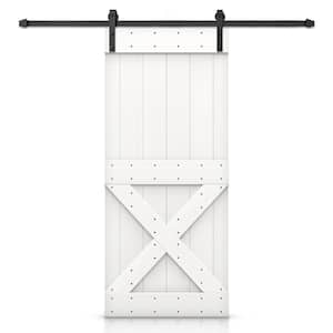 Mini X 32 in. x 84 in. White Stained DIY Wood Interior Sliding Barn Door with Hardware Kit