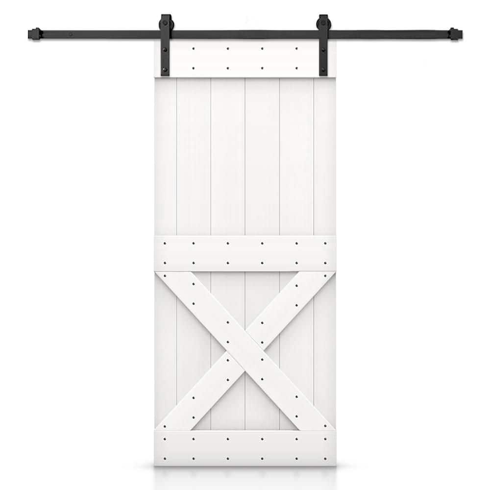 Mini X 48 in. x 84 in. White Stained DIY Wood Interior Sliding Barn Door with Hardware Kit price history on PriceWatchPro
