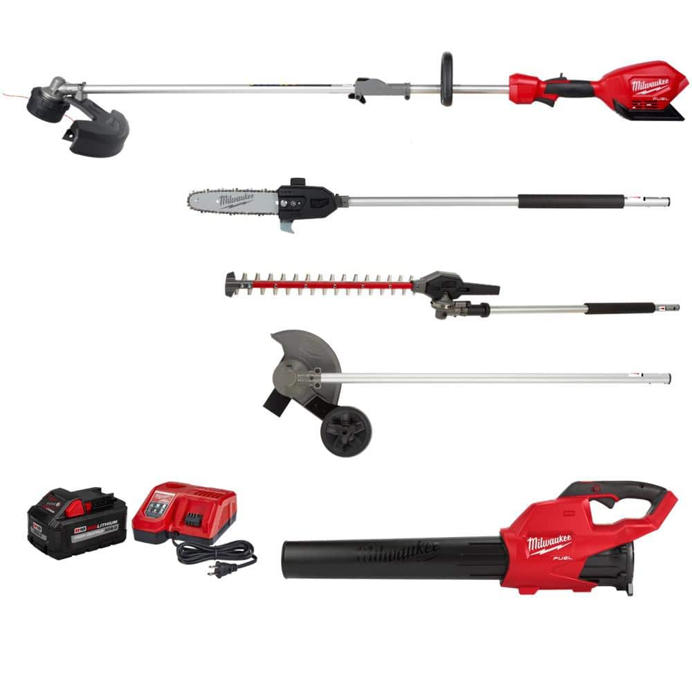 M18 FUEL 18V Lithium-Ion QUIK-LOK String Trimmer/Blower Combo Kit with Edger, Hedge Trimmer and Pole Saw (5-Tool) -  Milwaukee, 3000-21-5-Tool