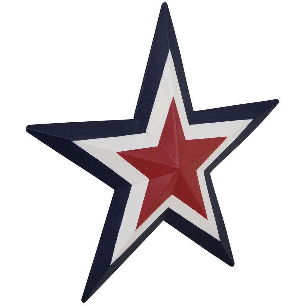 Patriotic Red, White, and Blue Metal Star Wall Decor