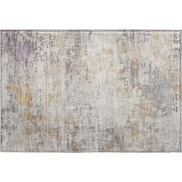 Mayfield Premium Machine Washable Abstract AMF2371 Linen 3 ft. x 4 ft. Area Rug