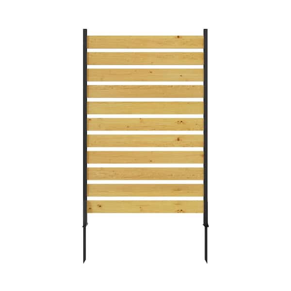 Huluwat 38.5 in. W x 72.8 in. H Natural Cedar Wood Privacy Screen for Pool Equipment, Air Conditioner Fence (1-Panel)