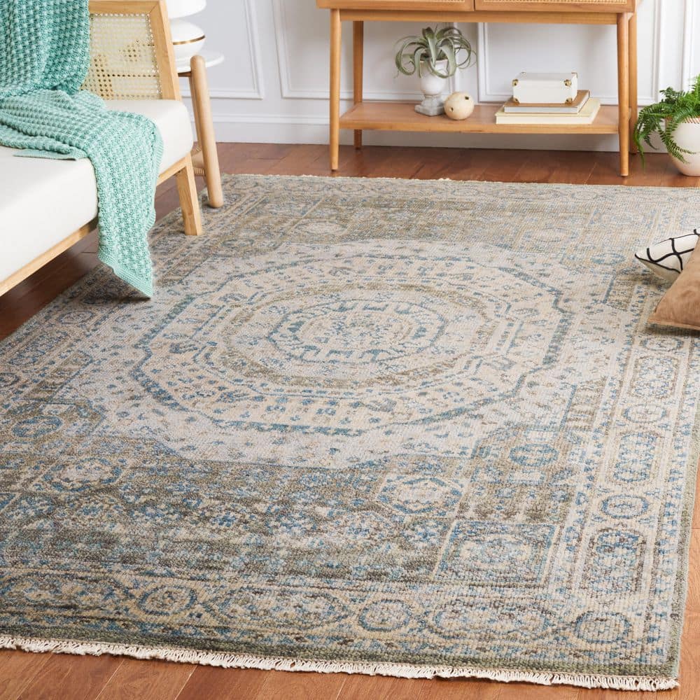 Samarkand 6 ft. x 9 ft. Light Blue/Ivory Sunburst Ornate Area Rug price history on PriceWatchPro