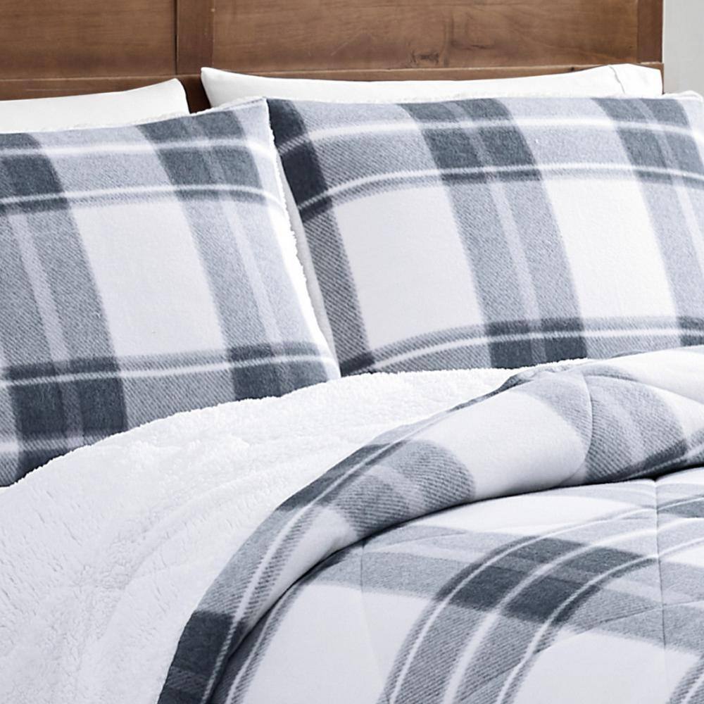 King Blue and Cream Microfiber Down Alternative Comforter Set