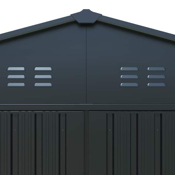 13 ft. x 20 ft. Black Metal Garage Utility Tool House with 2-Doors