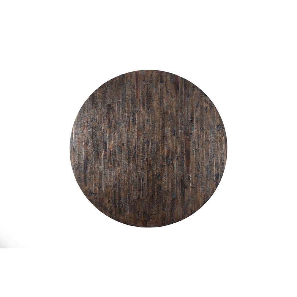 Cottage Charm 54" Reclaimed Acacia Wood Round Dining Table in Gray