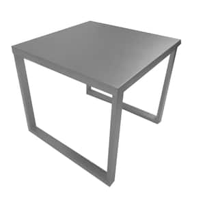 22 in. Silver Square Metal End Table with Brushed Metal