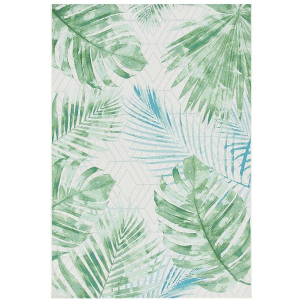 StyleWell Green 7 ft. x 9 ft. Botanical Indoor/Outdoor Patio Area Rug