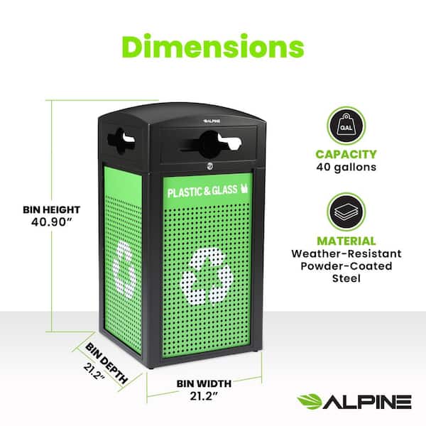 Alpine Industries 40 Gal. Steel Green All-Weather Commercial