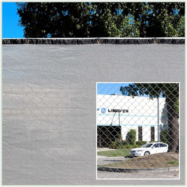 4 ft. x 50 ft. Heavy-Duty PLUS Grey Privacy Fence Screen Mesh Fabric with Extra-Reinforced Grommets for Garden Fence