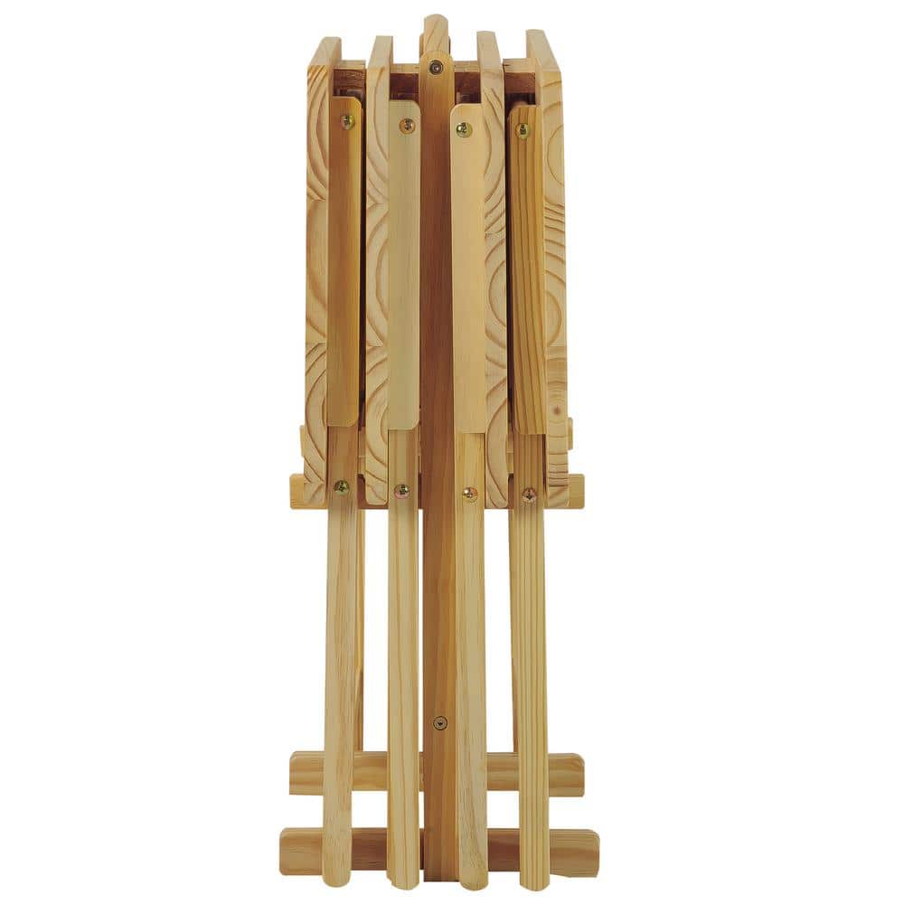Pine Wood 5-Piece Natural Finish TV Tray Table Set