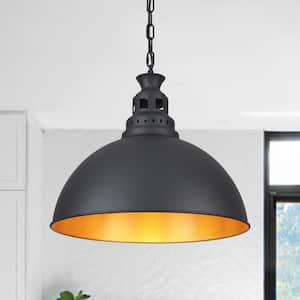 1-Light Black Industrial Pendant Light with Metal Shade for Bedroom Dining Room Kitchen, No Bulbs Included