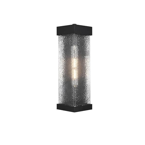 16 in. Black Outdoor Hardwired Wall Sconce with No Bulbs Included